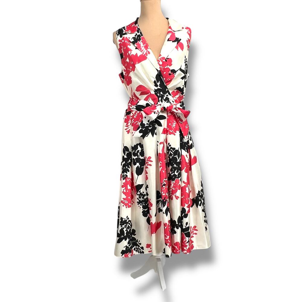 JESSICA HOWARD Floral Taffeta Fit & Flare Dress 14  Semi-formal  Wedding Guest - Picture 2 of 6